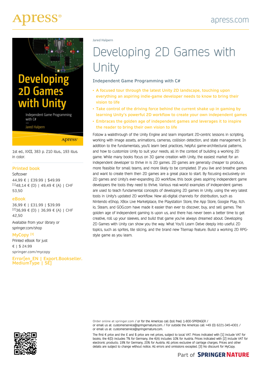 Developing 2D Games with Unity Independent Game Programming with C