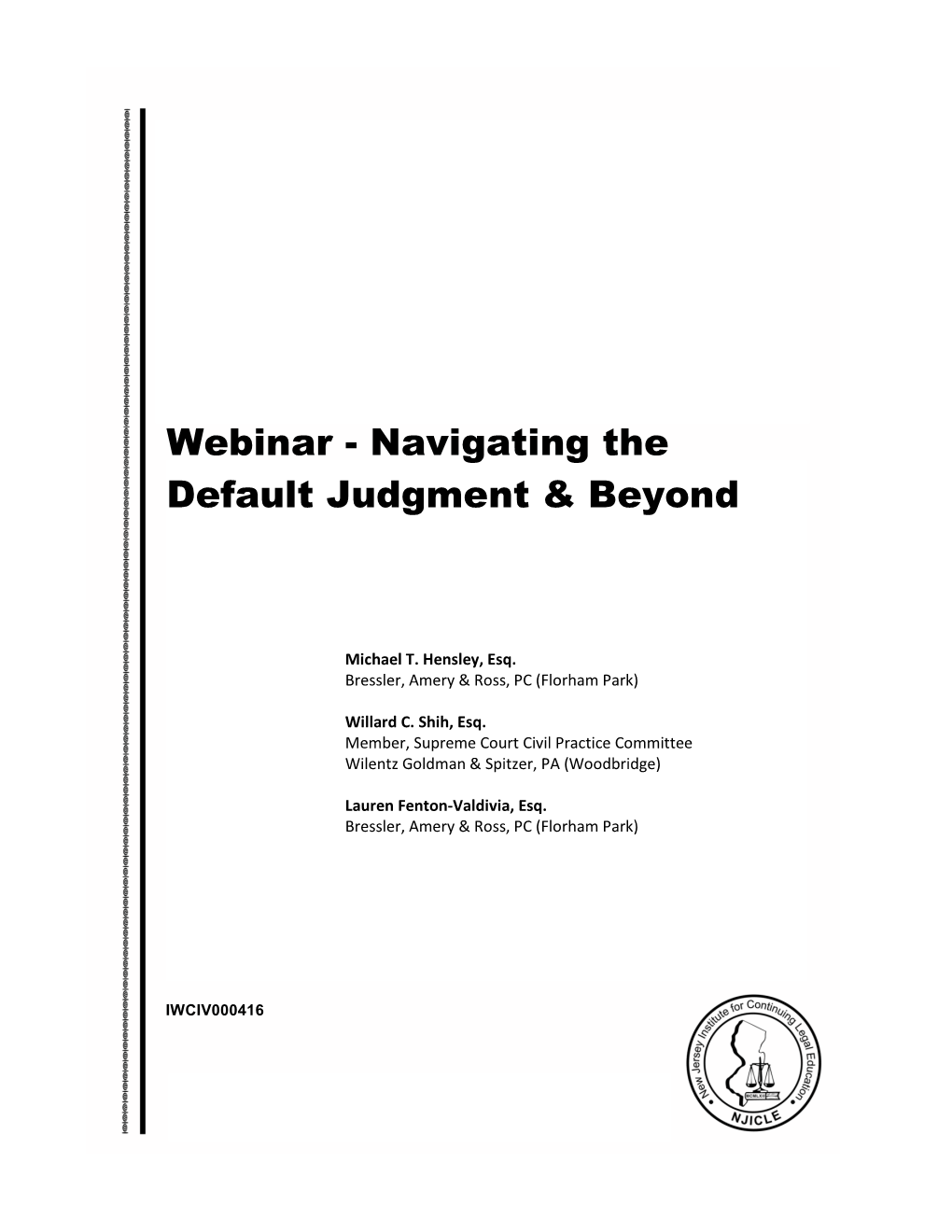 Webinar - Navigating the Default Judgment & Beyond