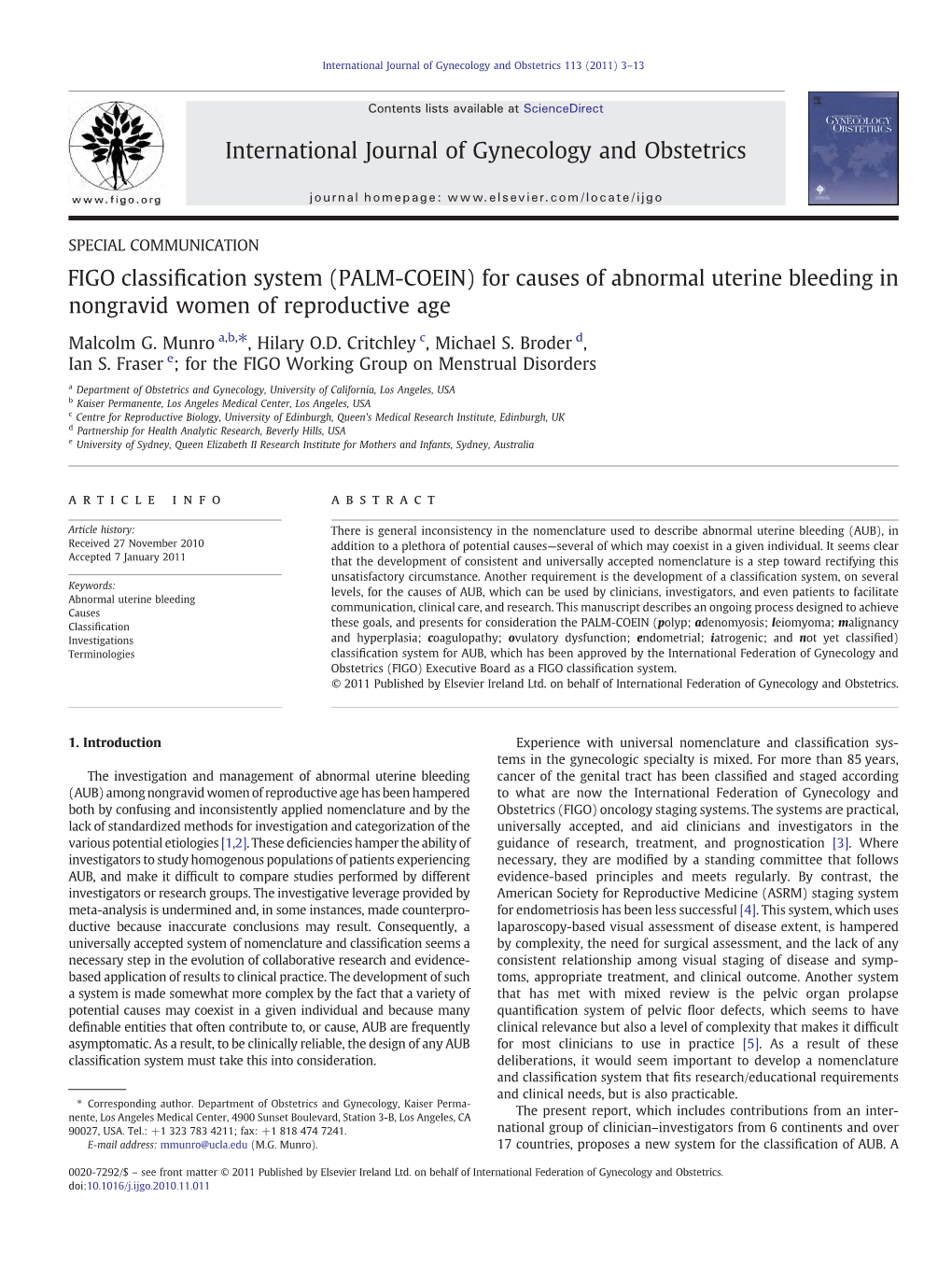 FIGO Classification System (PALM-COEIN)