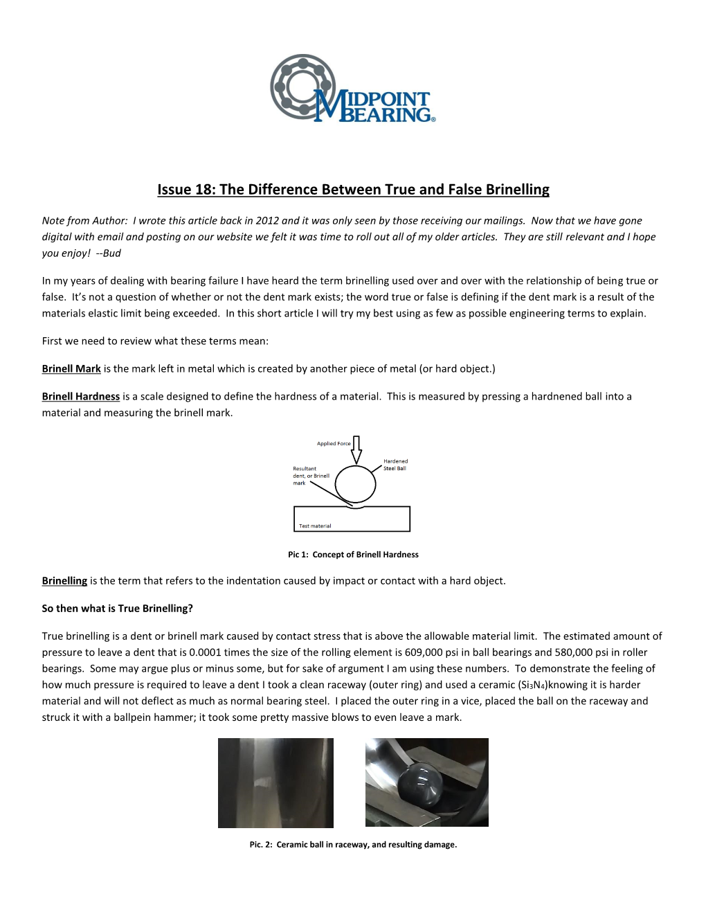 Issue 18: the Difference Between True and False Brinelling