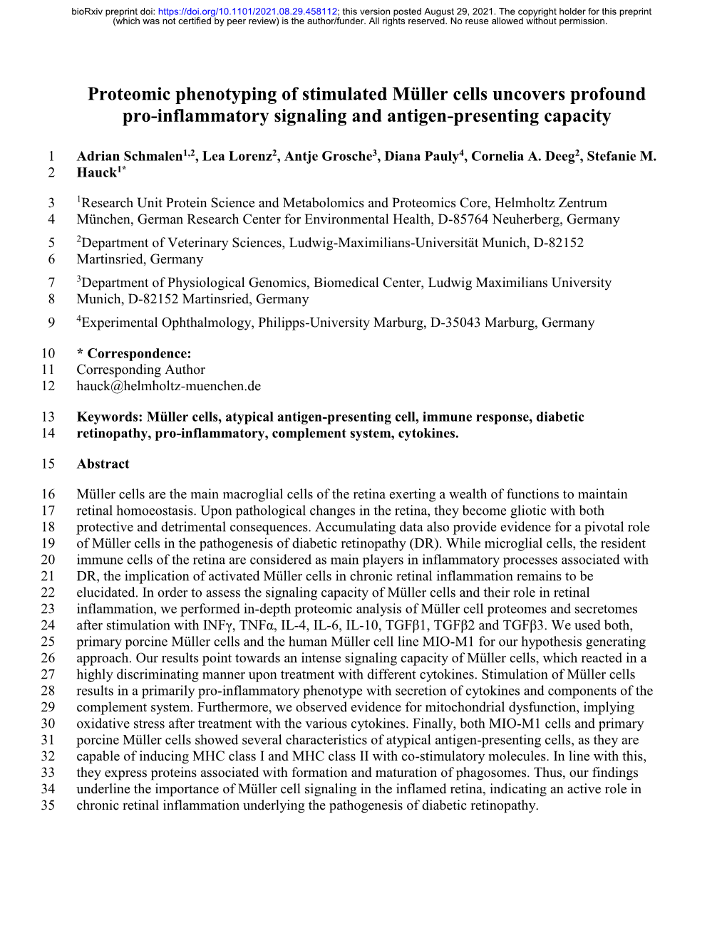 Proteomic Phenotyping of Stimulated Müller Cells Uncovers Profound Pro-Inflammatory Signaling and Antigen-Presenting Capacity