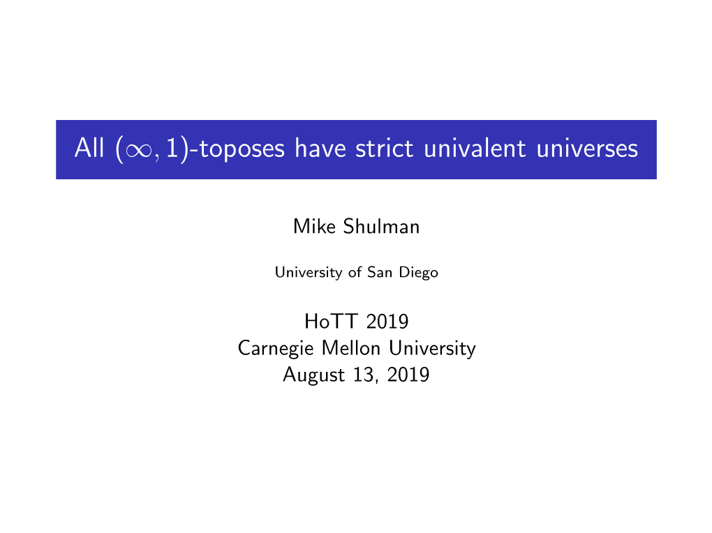 All (,1)-Toposes Have Strict Univalent Universes