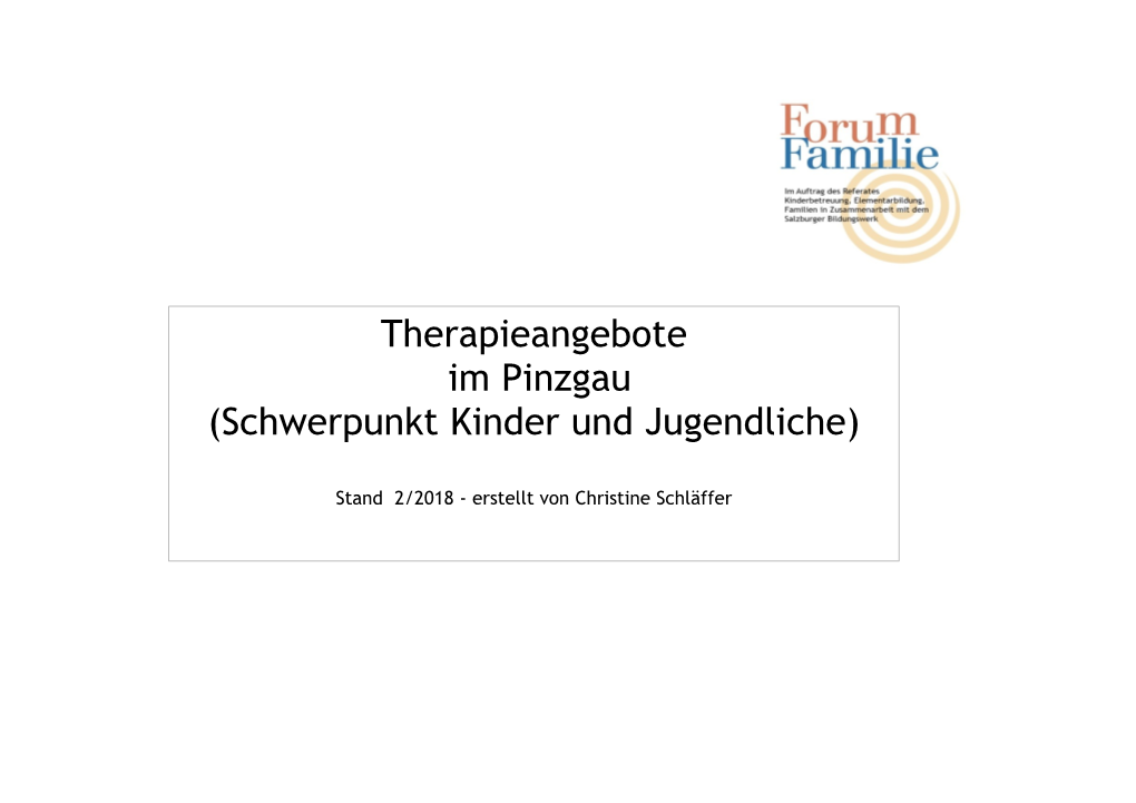 Therapie Für Kinder Und Jugendlichen Pinzgau