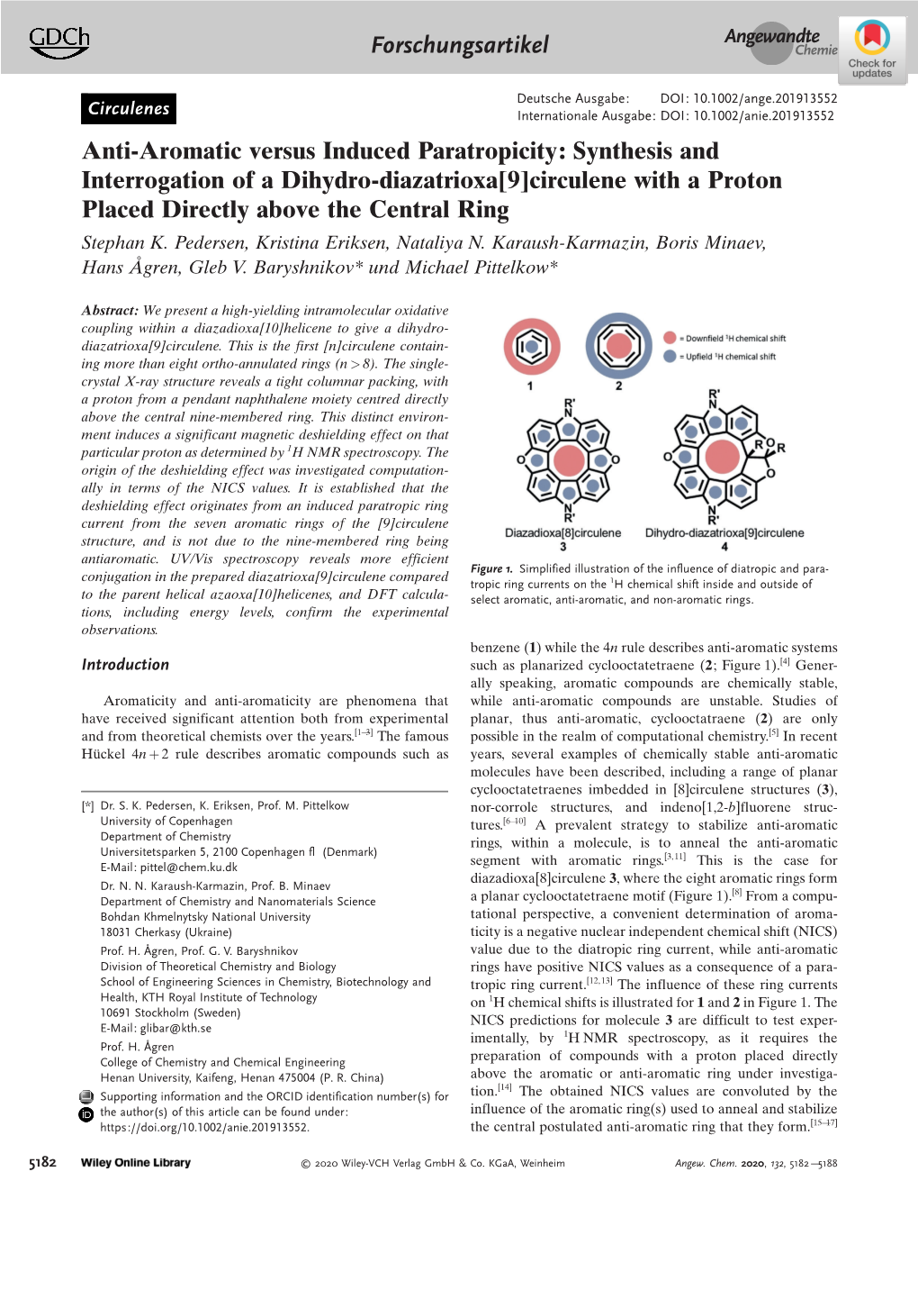 Anti‐Aromatic Versus Induced Paratropicity ... -.:. Michael Pittelkow