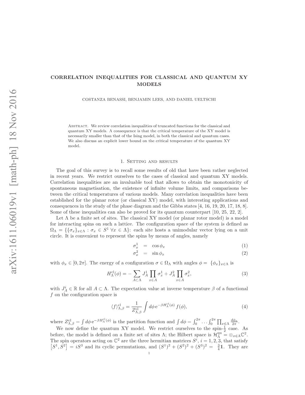 Arxiv:1611.06019V1 [Math-Ph]