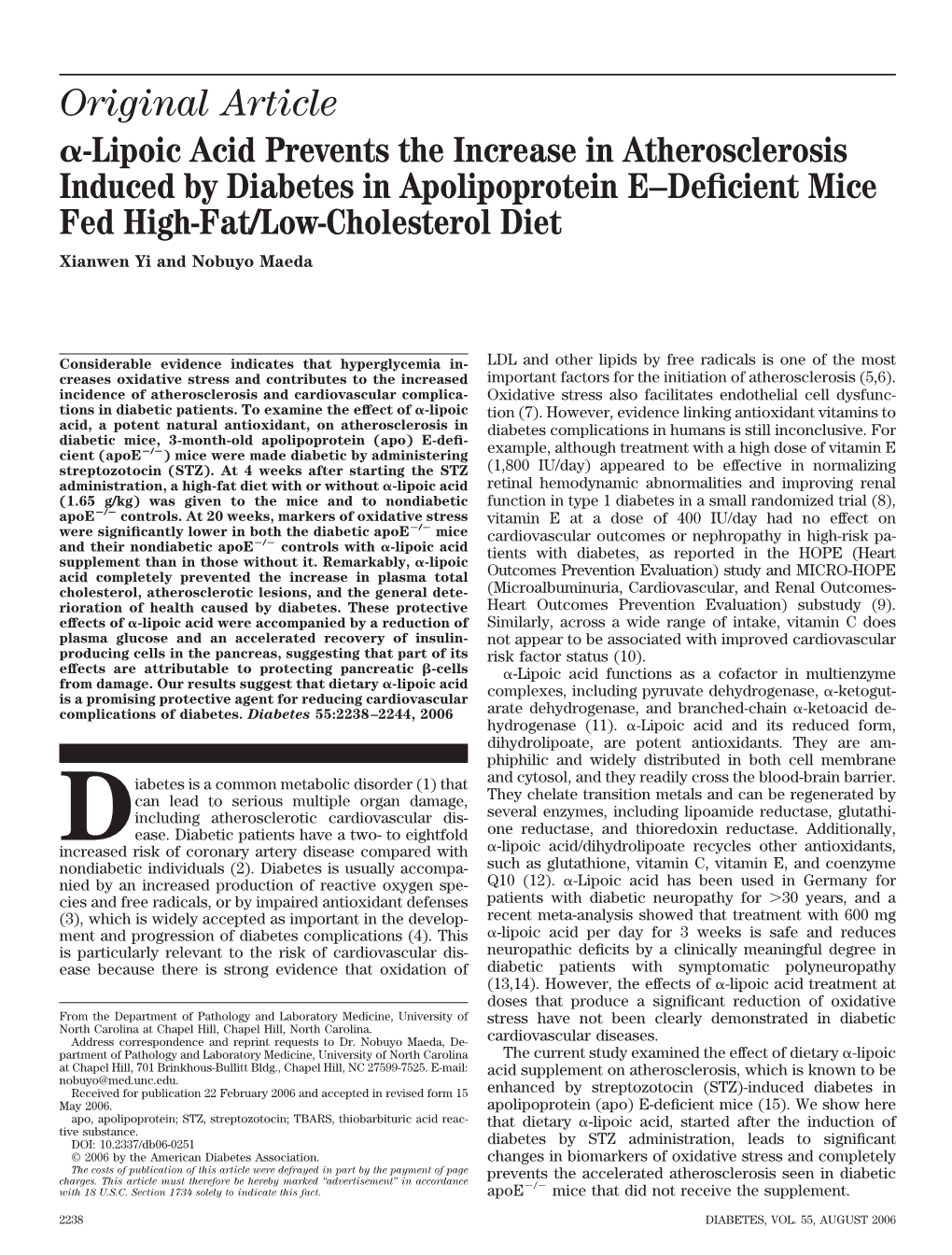 Original Article -Lipoic Acid Prevents the Increase in Atherosclerosis Induced By