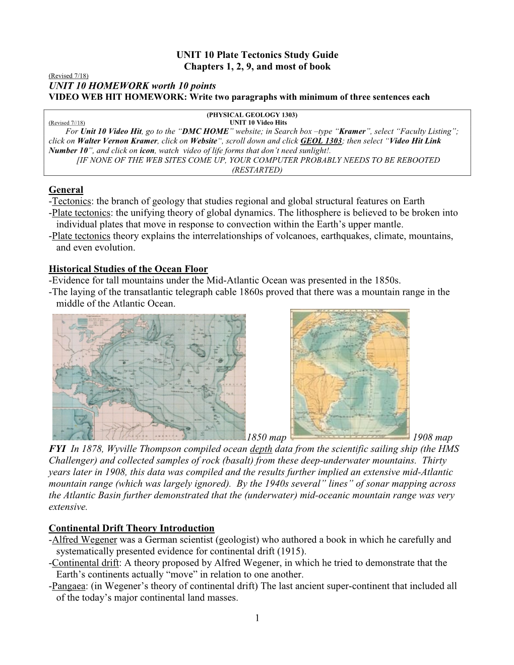 UNIT 10 Plate Tectonics Study Guide