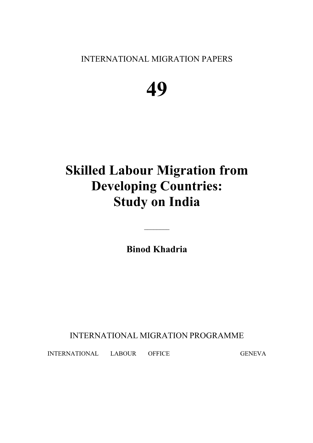 International Migration Papers