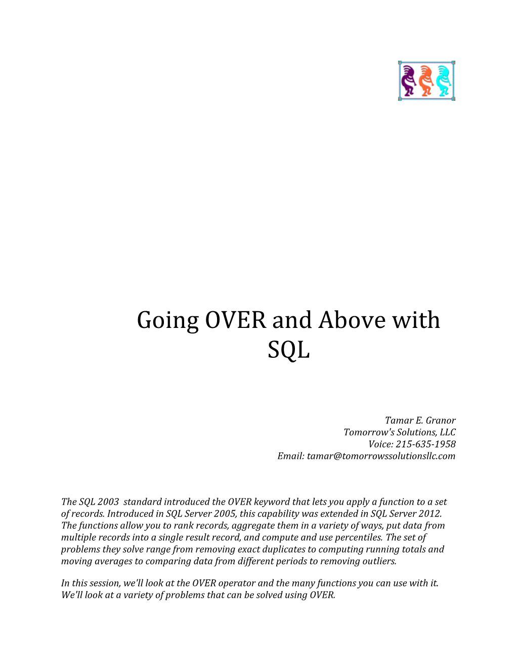 Going OVER and Above with SQL