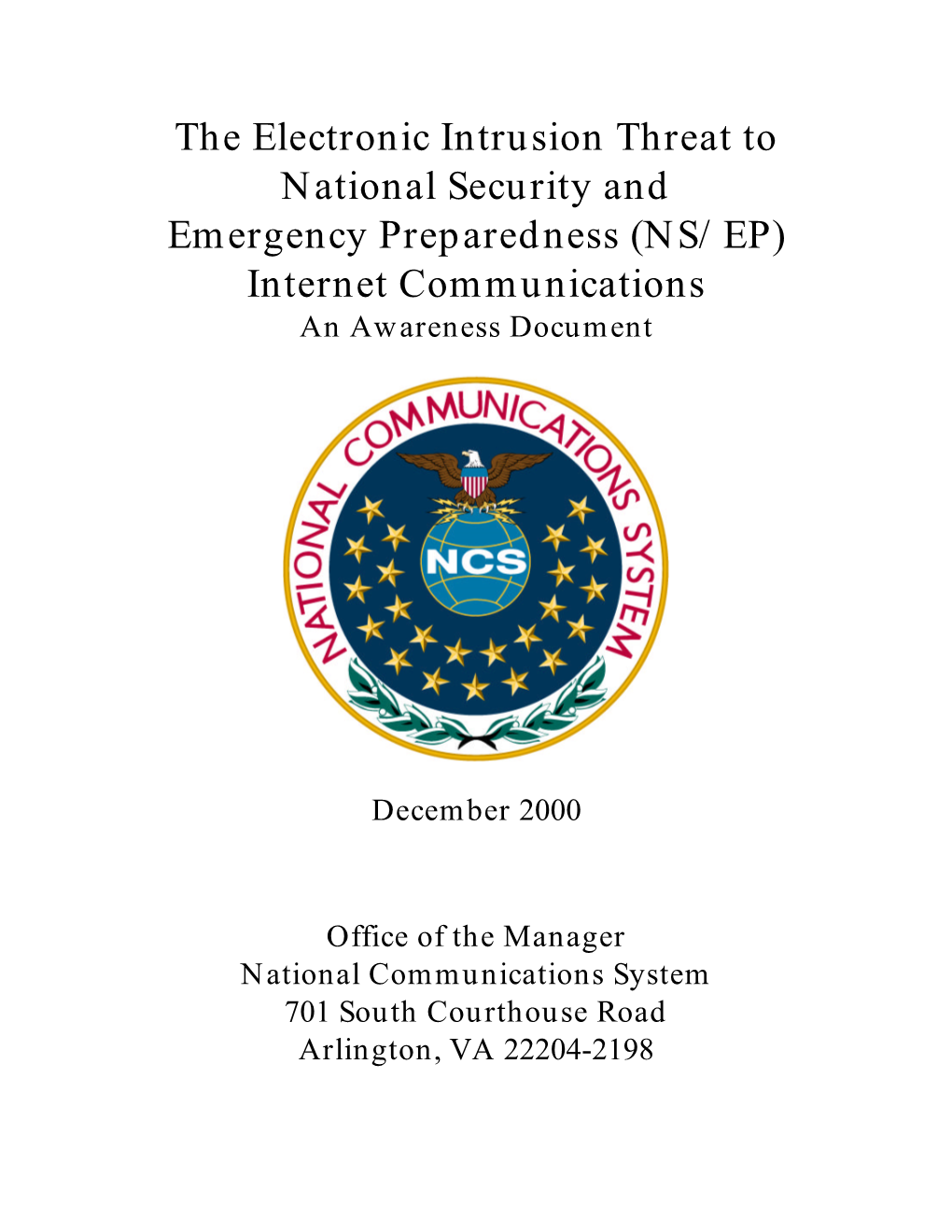 NS/EP) Internet Communications an Awareness Document