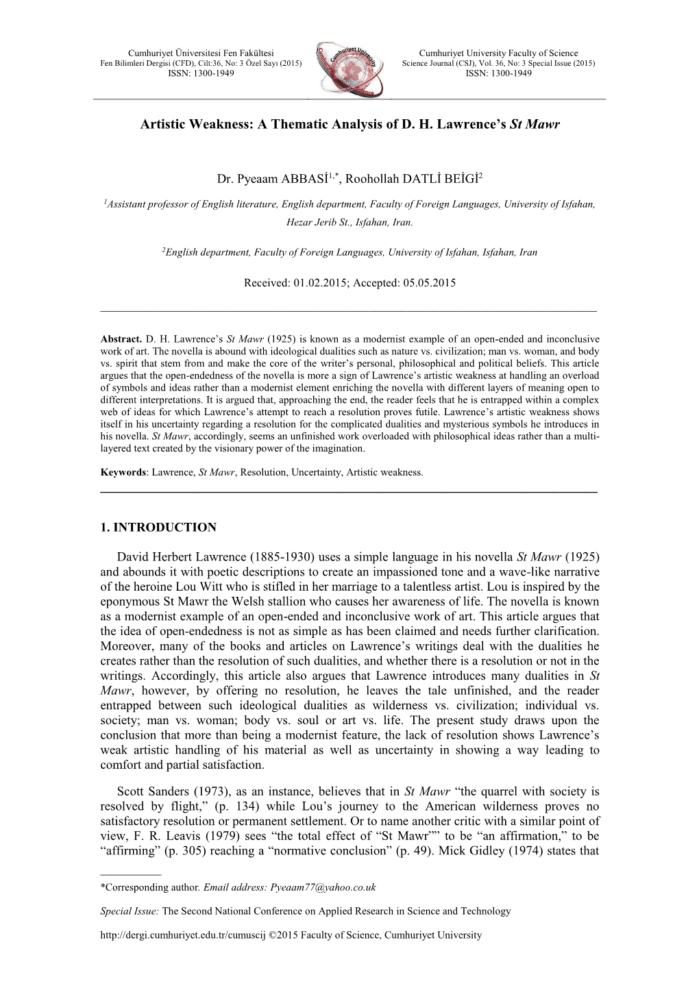 A Thematic Analysis of DH Lawrence's St Mawr