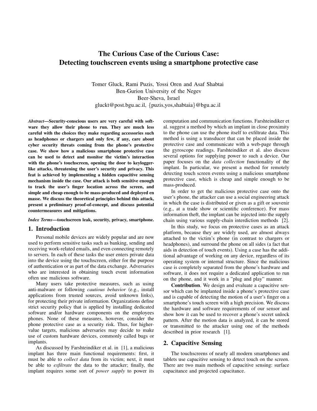 Detecting Touchscreen Events Using a Smartphone Protective Case