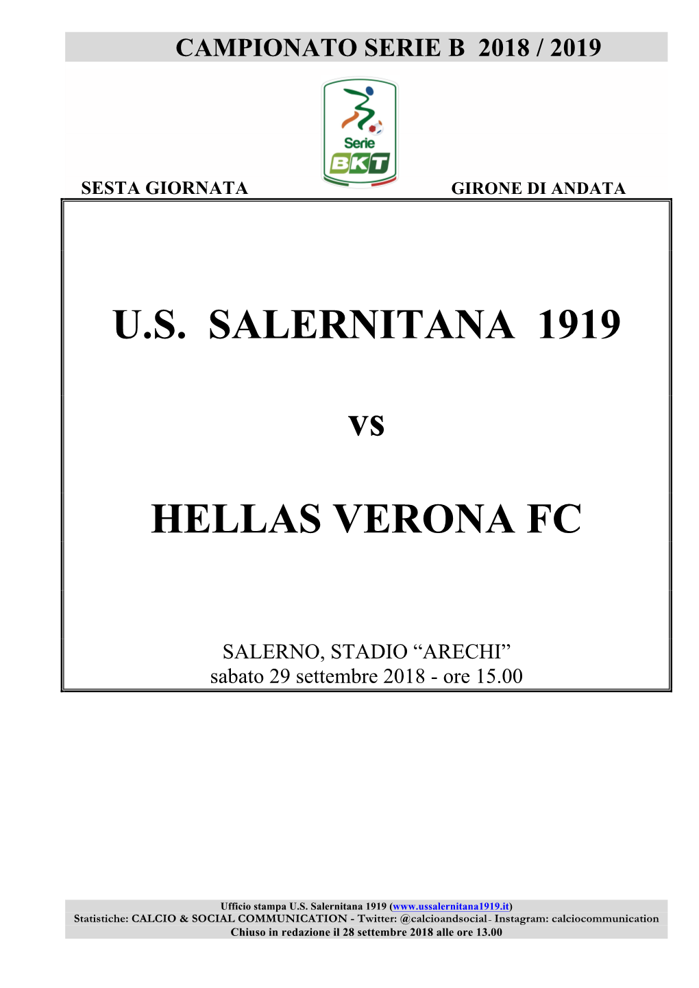 Salernitana-Hellas Verona