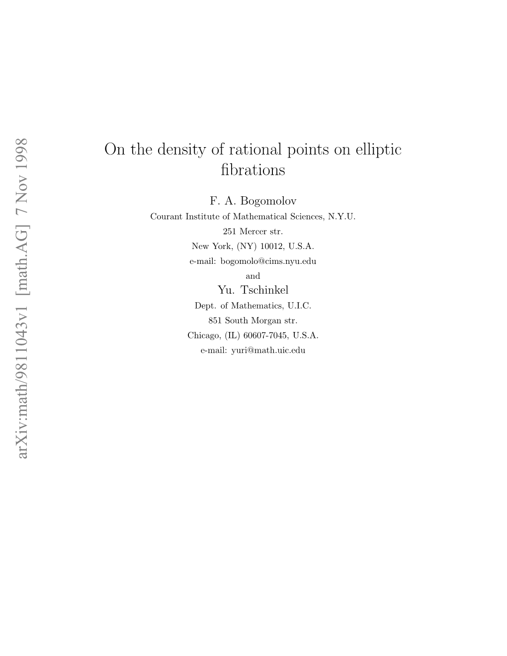 On the Density of Rational Points on Elliptic Fibrations