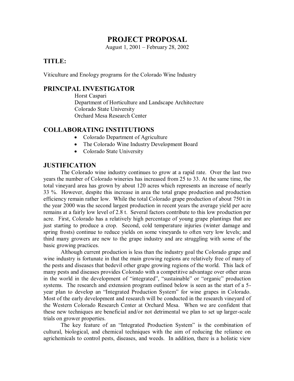 Development of Integrated Wine Grape Production 1