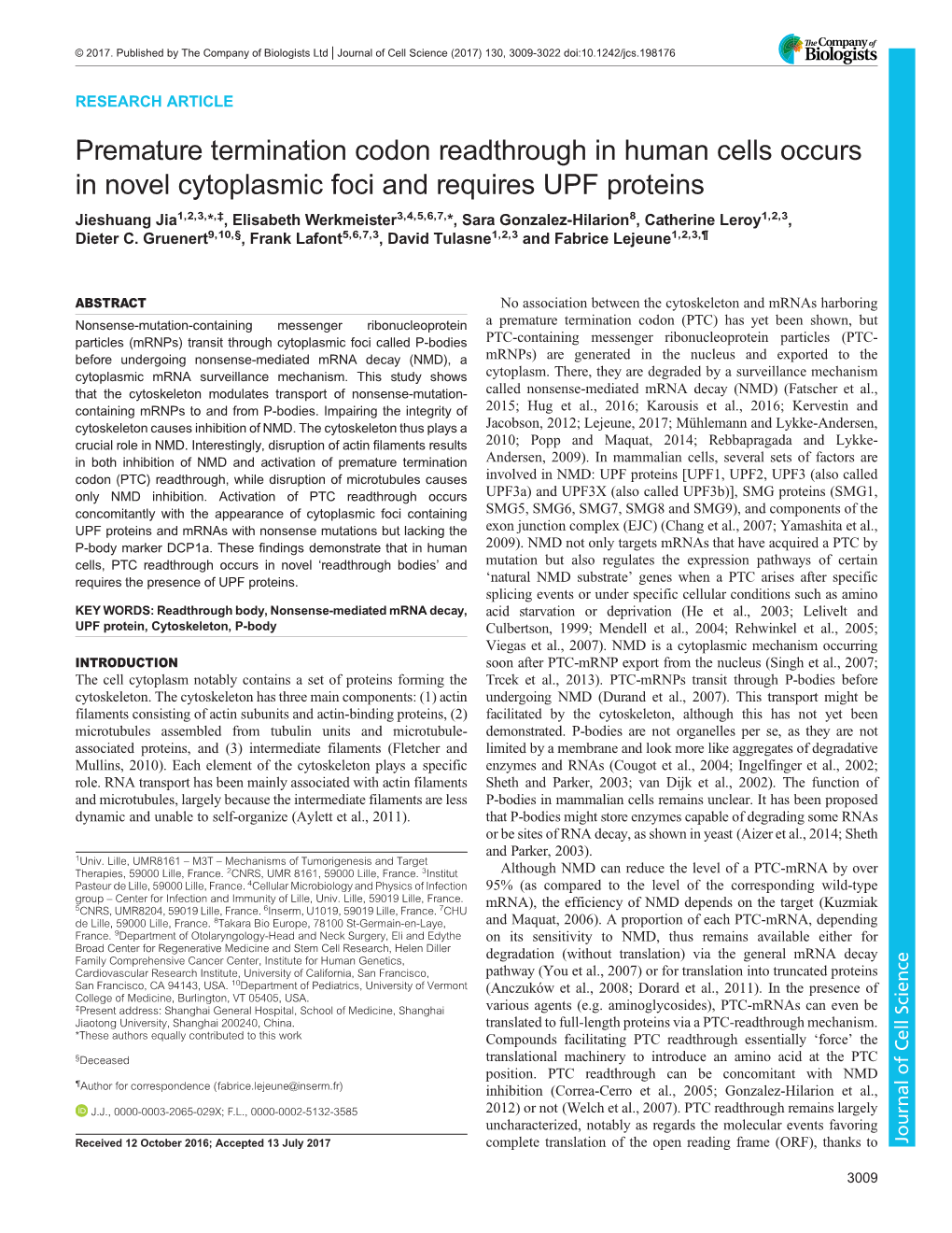 Premature Termination Codon Readthrough in Human Cells Occurs In