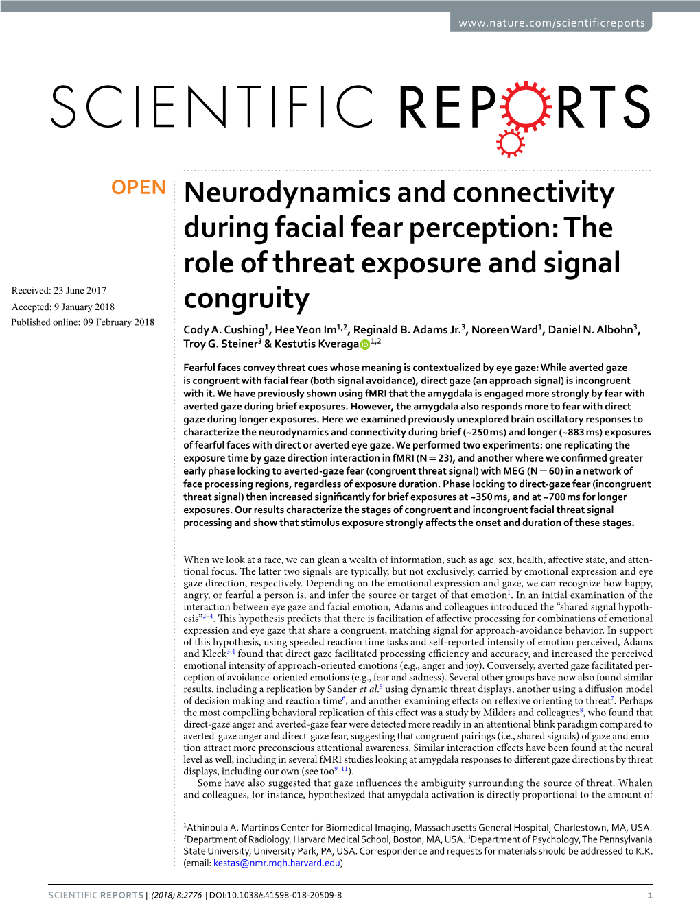 Neurodynamics and Connectivity During Facial Fear Perception
