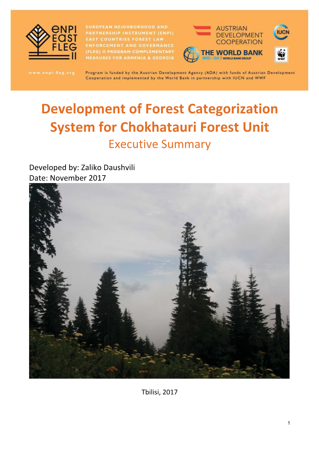 Development of Forest Categorization System for Chokhatauri Forest Unit Executive Summary