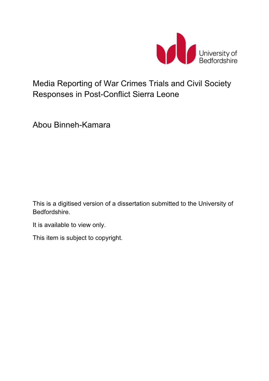 Media Reporting of War Crimes Trials and Civil Society Responses in Post-Conflict Sierra Leone