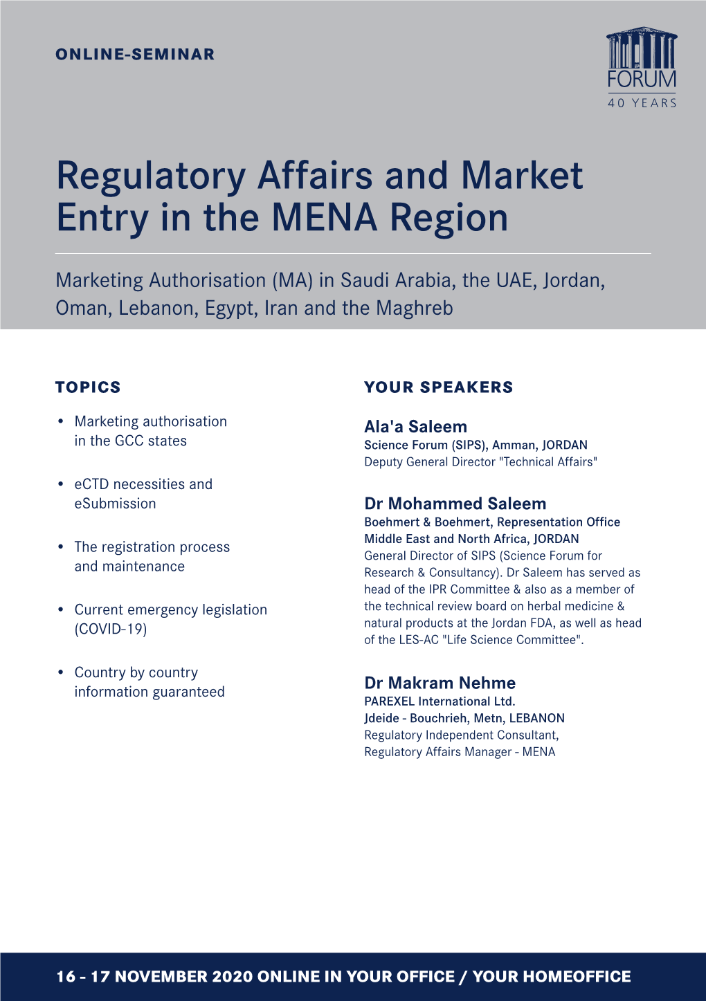 Regulatory Affairs and Market Entry in the MENA Region