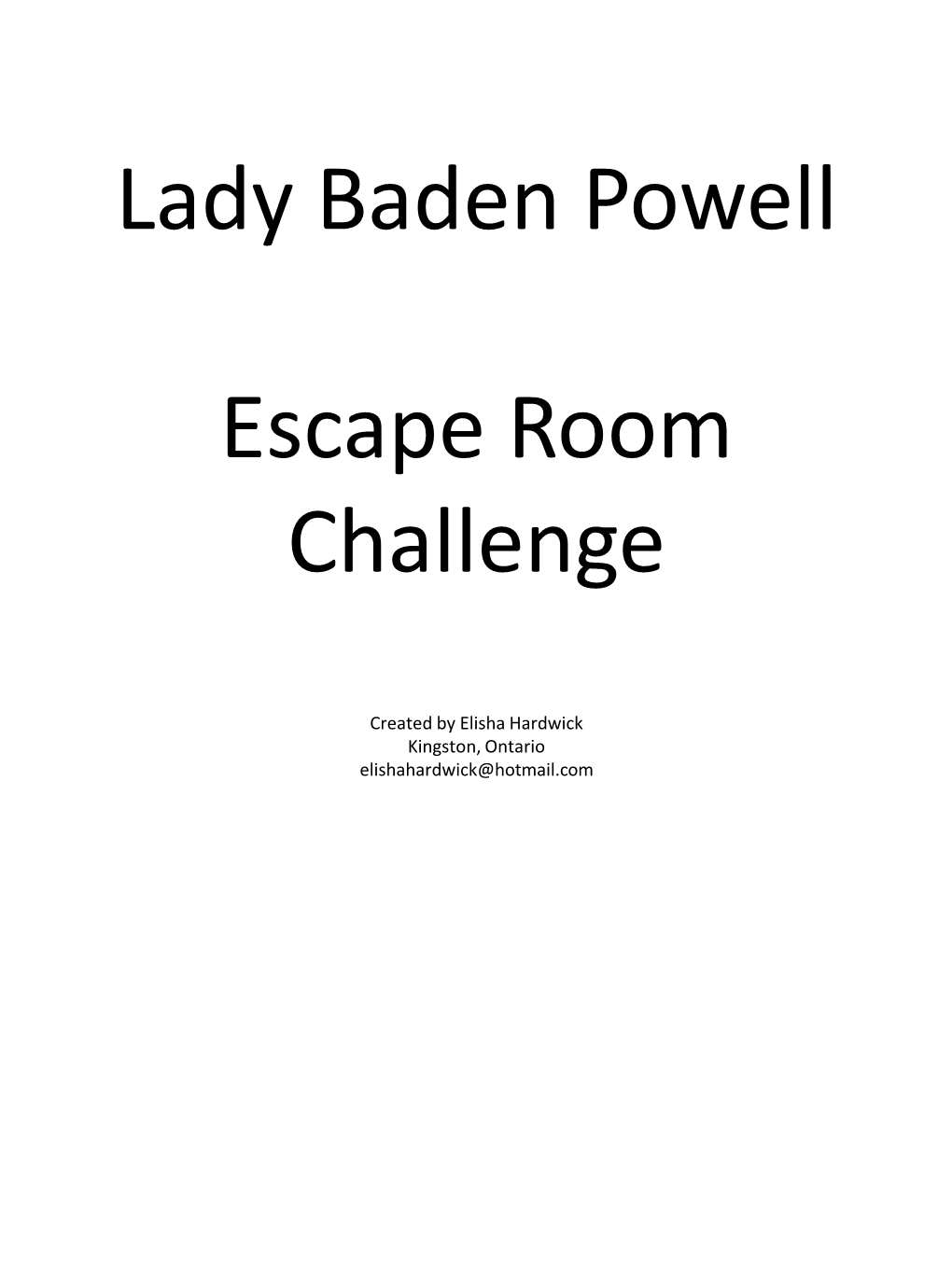 Lady Baden Powell Escape Room Challenge