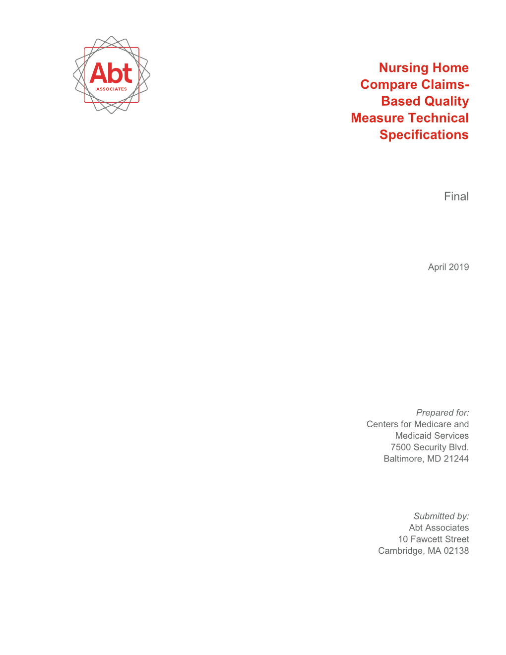 Nursing Home Compare Claims-Based Measures Technical