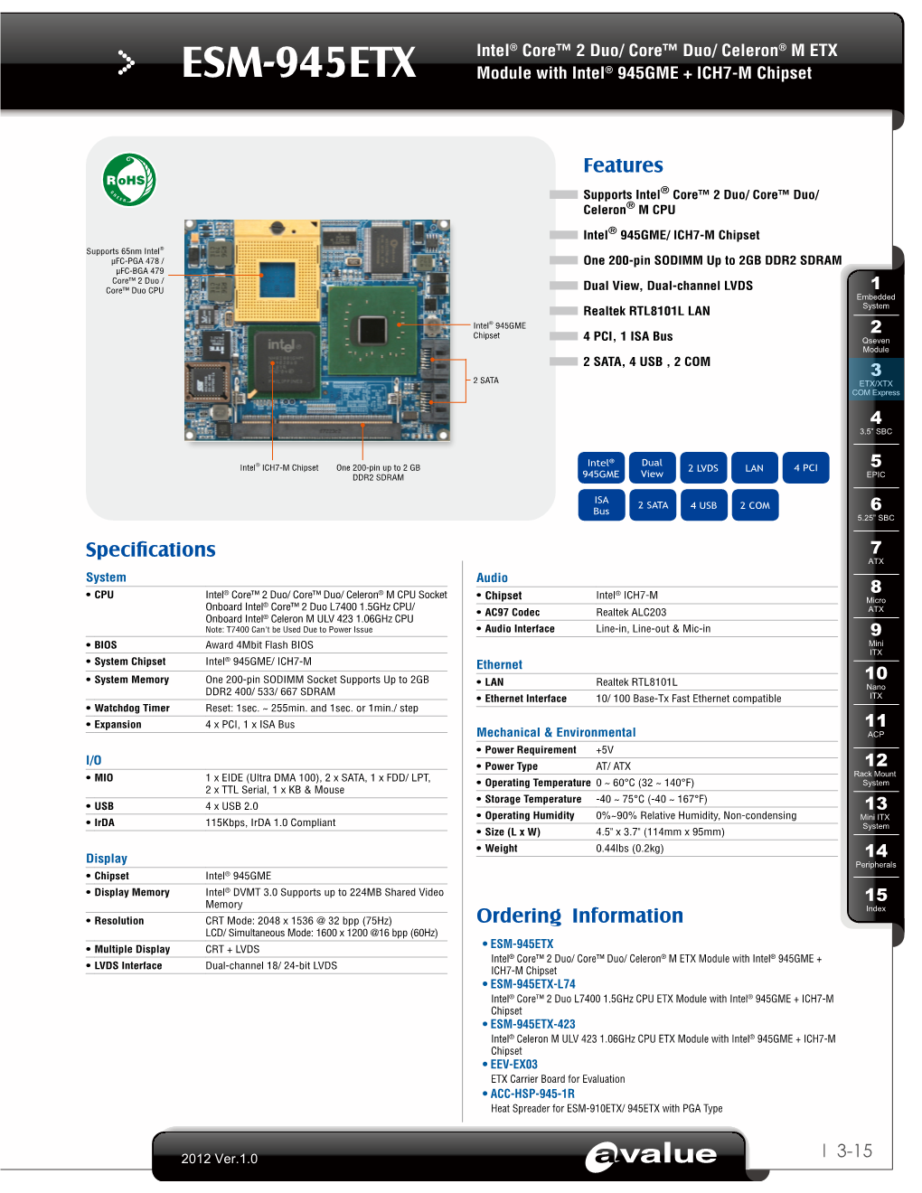 Specifications Ordering Information Features