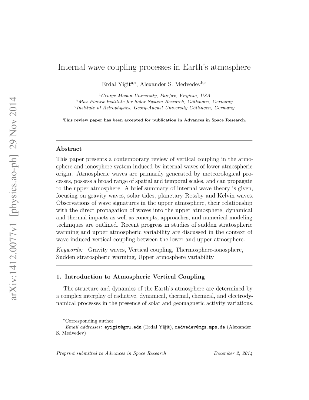 Internal Wave Coupling Processes in Earth's Atmosphere