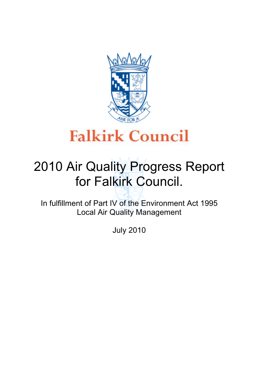 2010 Air Quality Progress Report for Falkirk Council