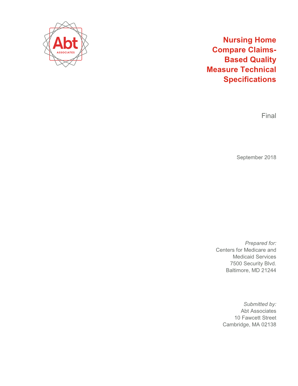 Nursing Home Compare Quality Measure Technical Specifications