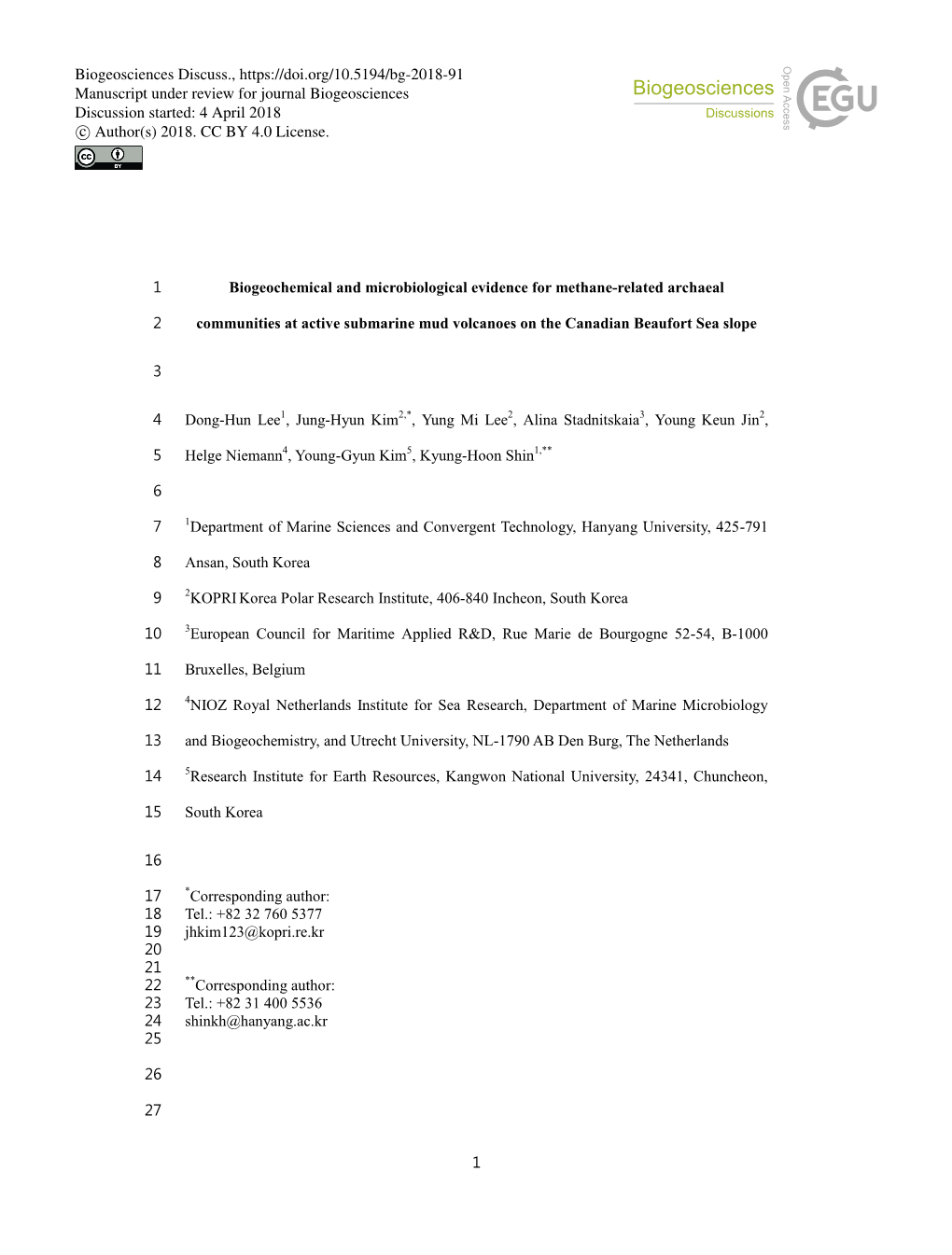 1 Biogeochemical and Microbiological Evidence for Methane-Related Archaeal