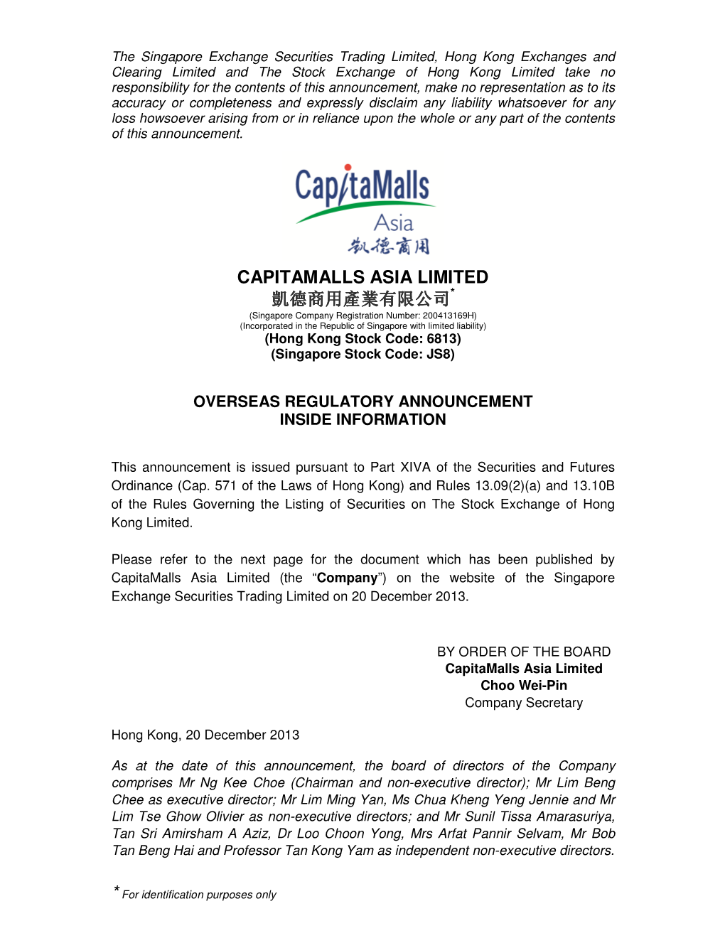 Capitamalls Asia Limited 凱德商用產業有限公司