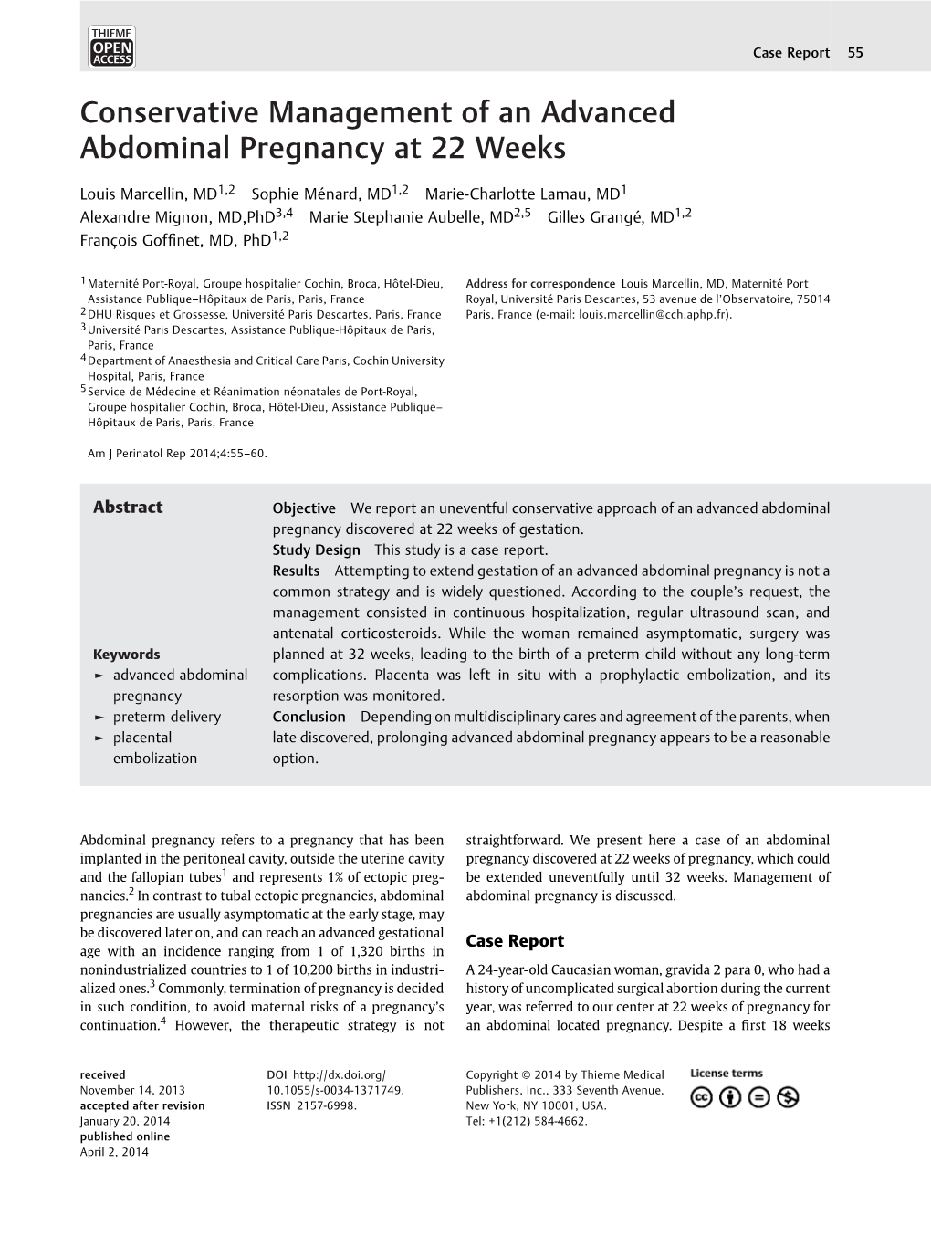 Conservative Management of an Advanced Abdominal Pregnancy at 22 Weeks