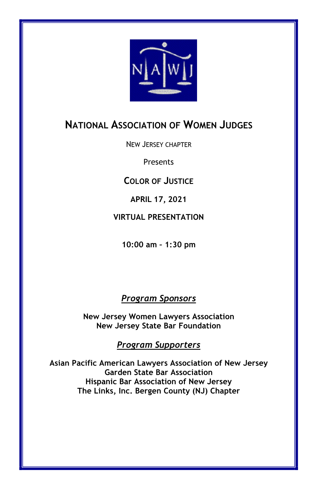 NATIONAL ASSOCIATION of WOMEN JUDGES Program