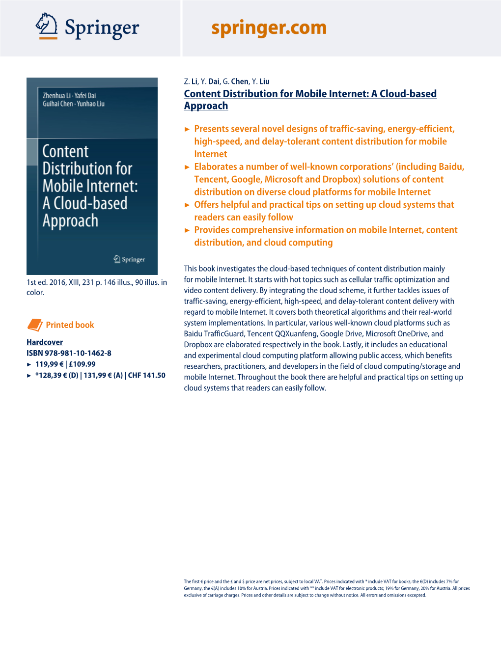 Content Distribution for Mobile Internet: a Cloud-Based Approach