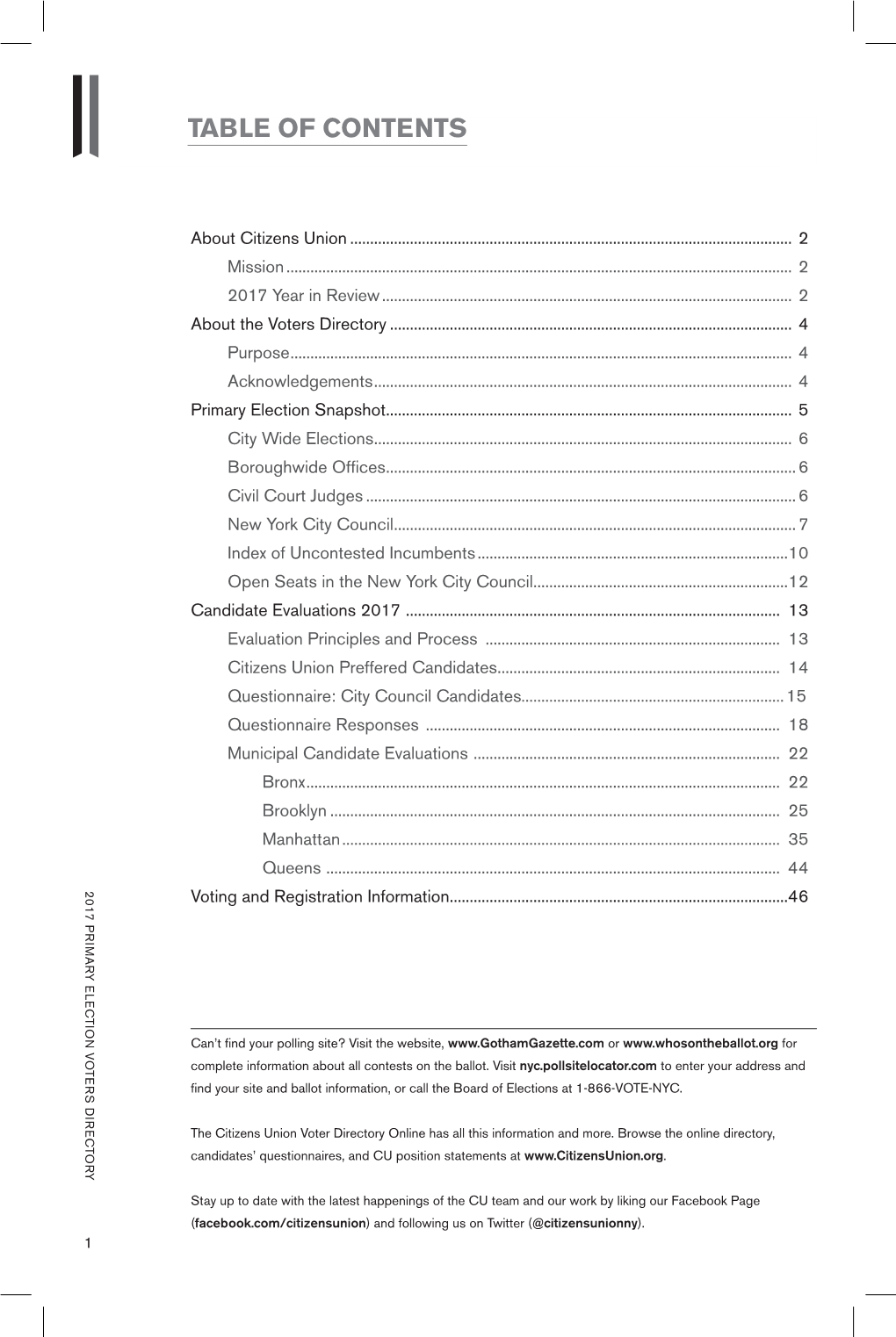 Table of Contents Table