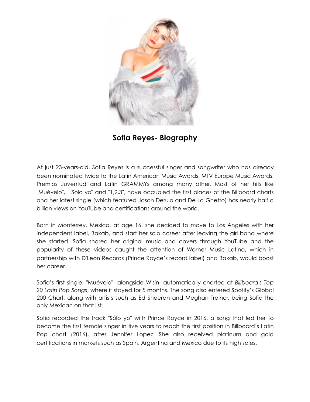 Sofia Reyes- Biography