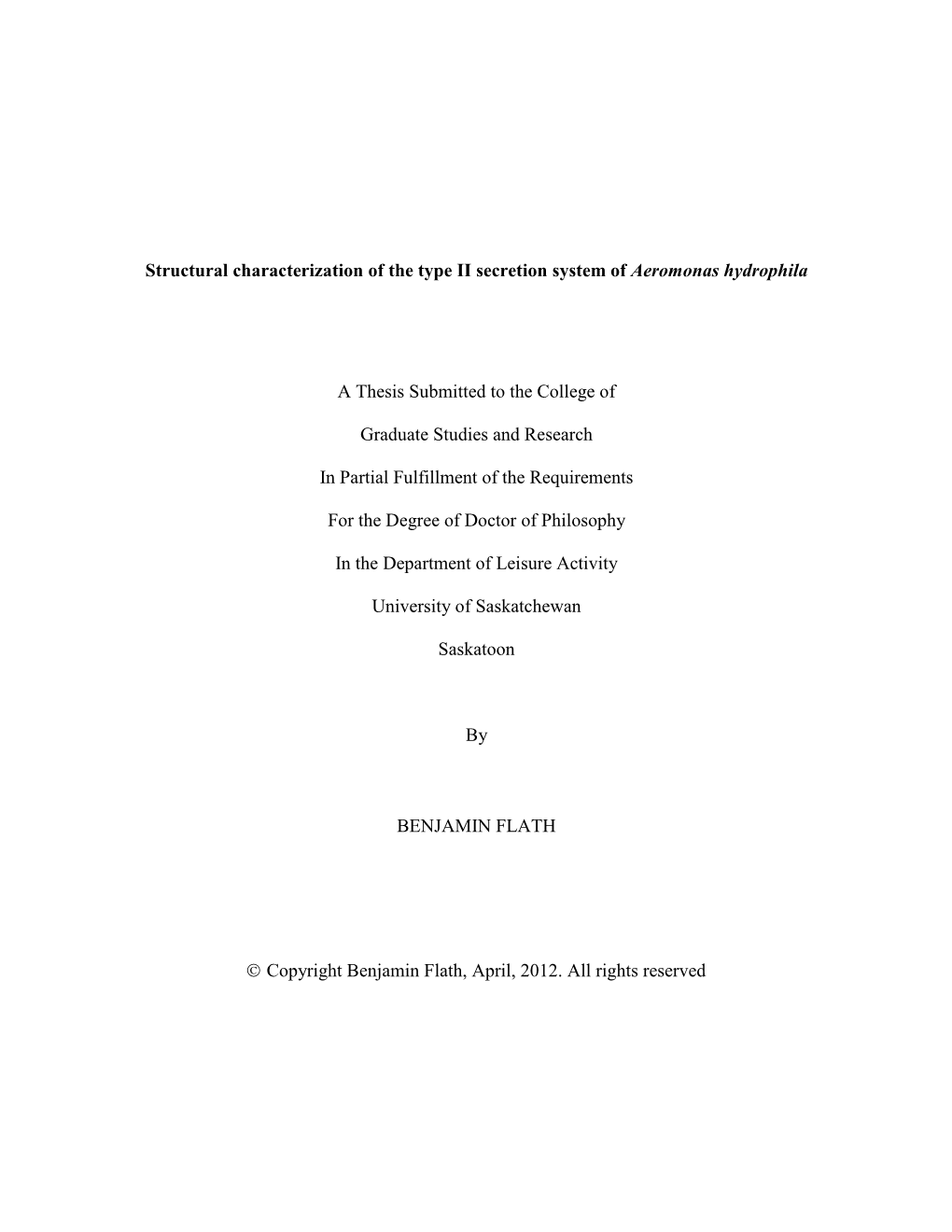 Structural Characterization of the Type II Secretion System of Aeromonas Hydrophila