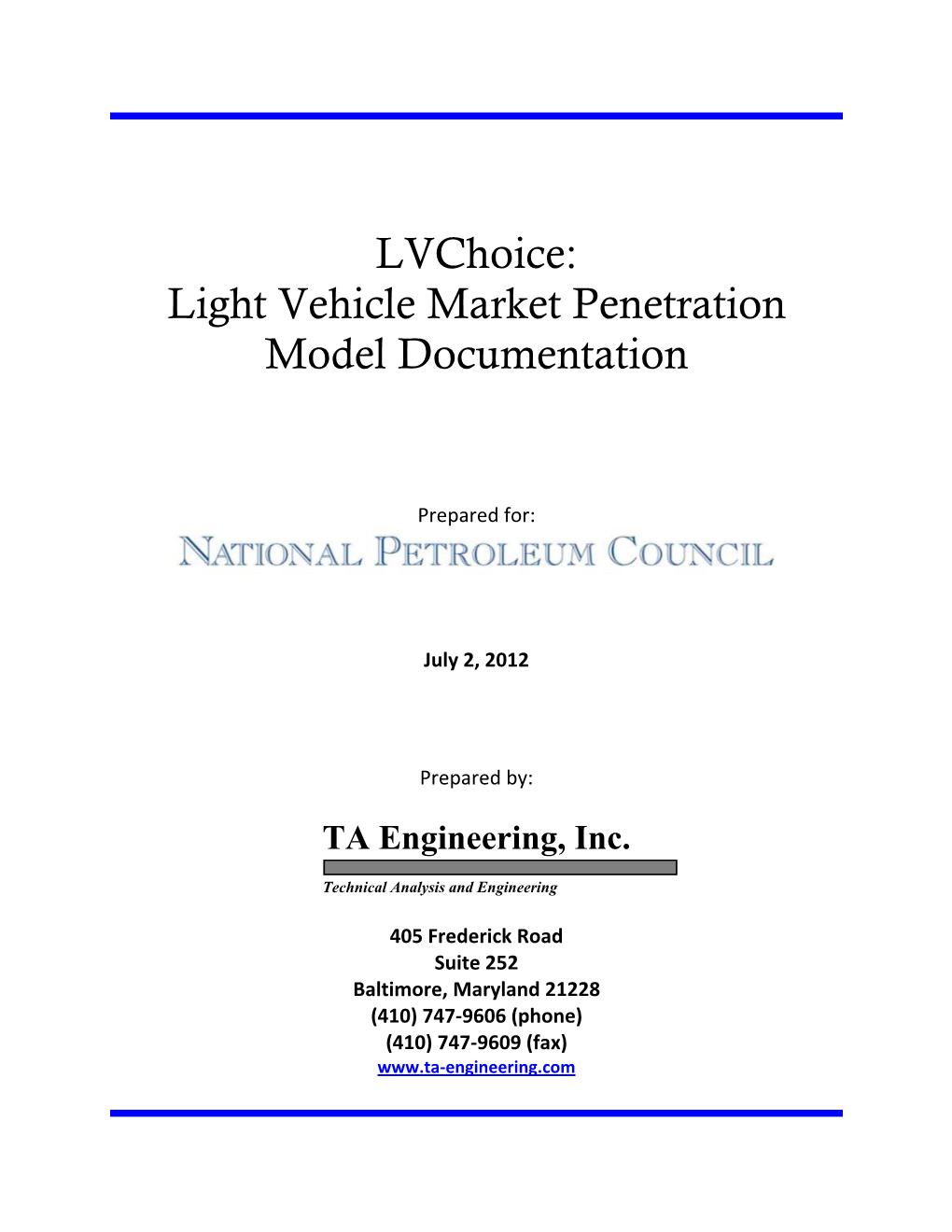 Lvchoice: Light Vehicle Market Penetration Model Documentation
