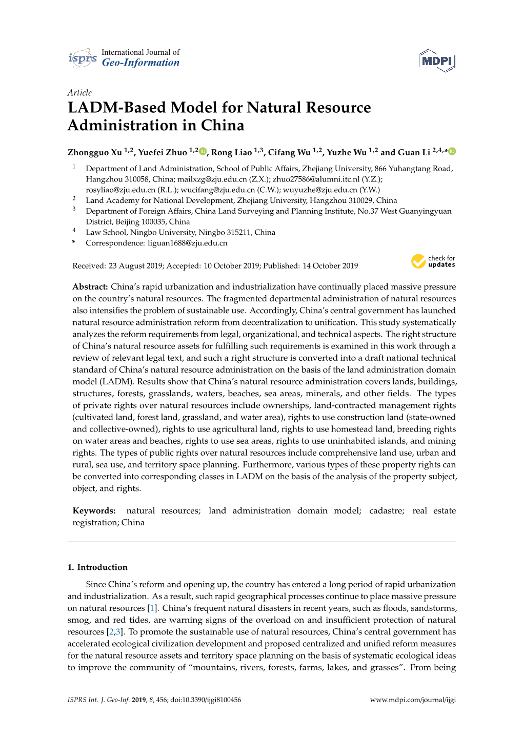LADM-Based Model for Natural Resource Administration in China