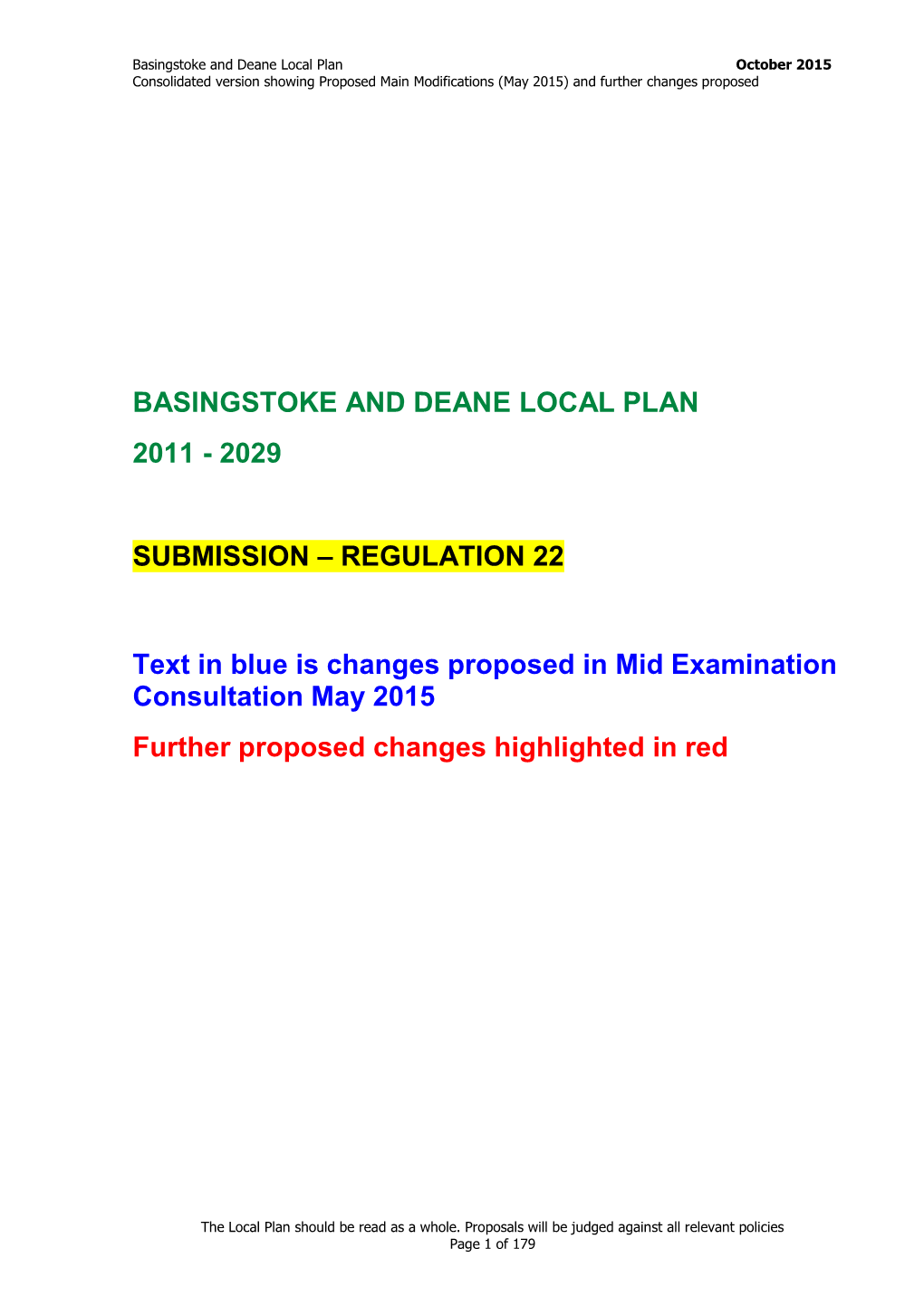Basingstoke and Deane Local Plan 2011-2029 – Consolidated Version