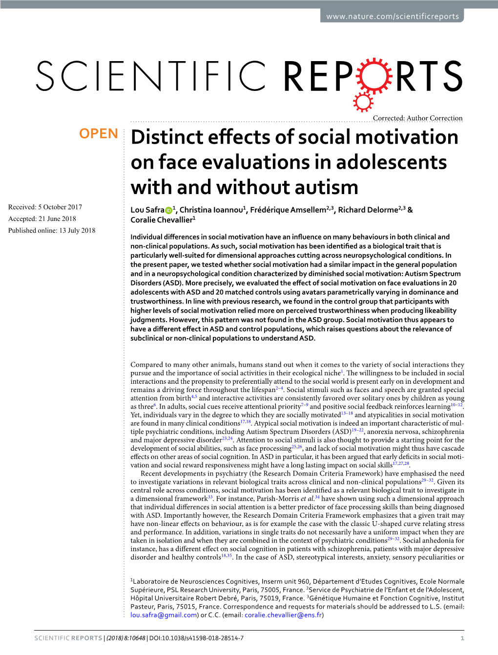 Distinct Effects of Social Motivation on Face Evaluations in Adolescents