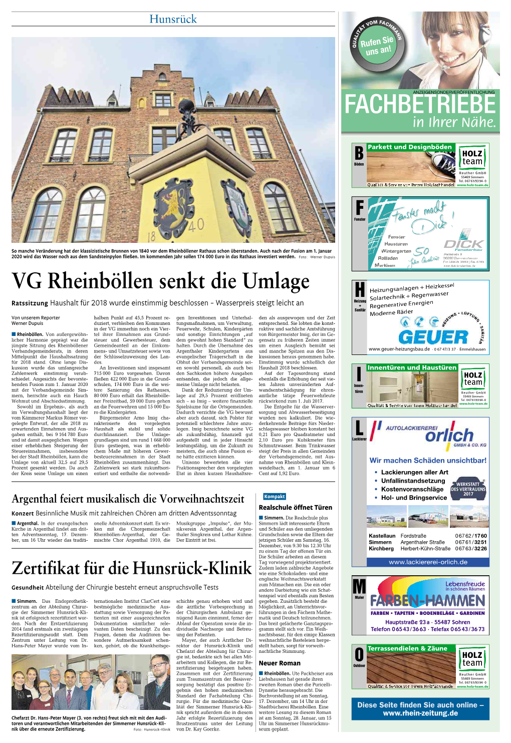 VG Rheinböllen Senkt Die Umlage