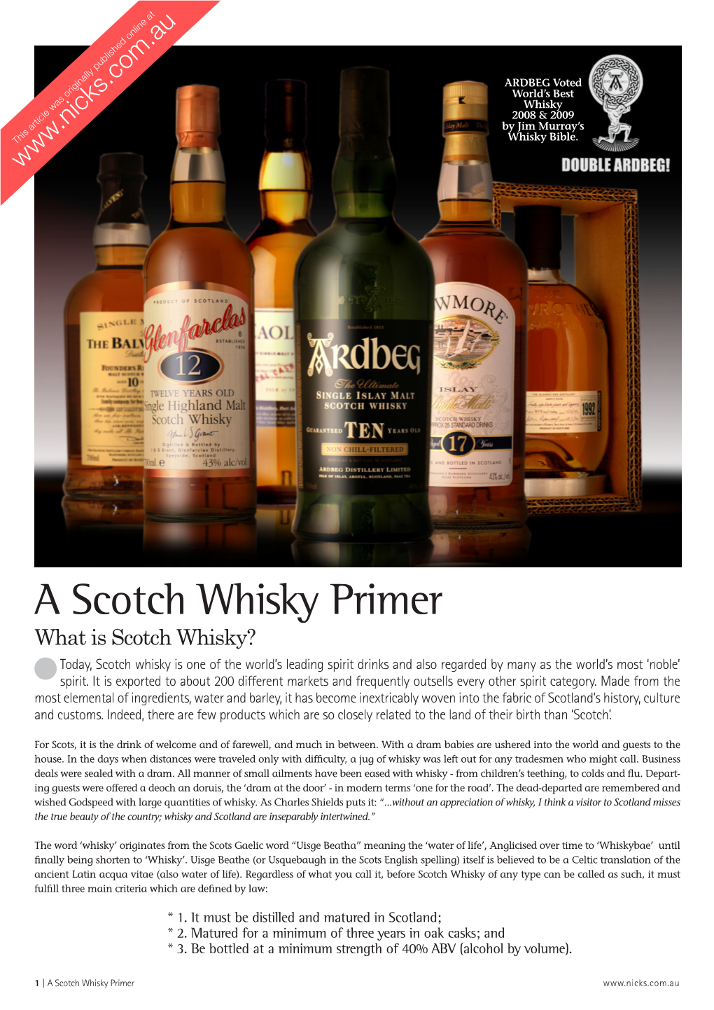 A Scotch Whisky Primer