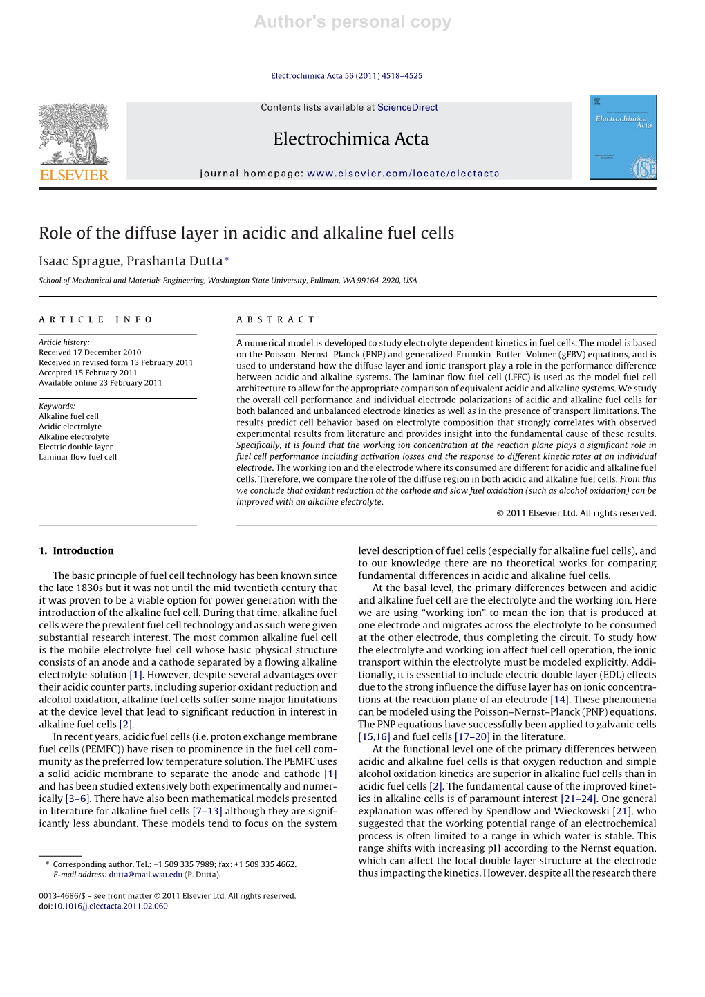 Role of Diffuse Layer in Acidic and Alkaline Fuel Cells