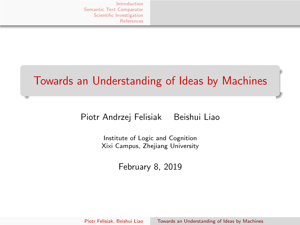 Towards an Understanding of Ideas by Machines