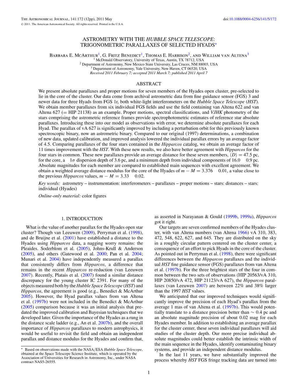 Astrometry with the Hubble Space Telescope: Trigonometric Parallaxes of Selected Hyads∗