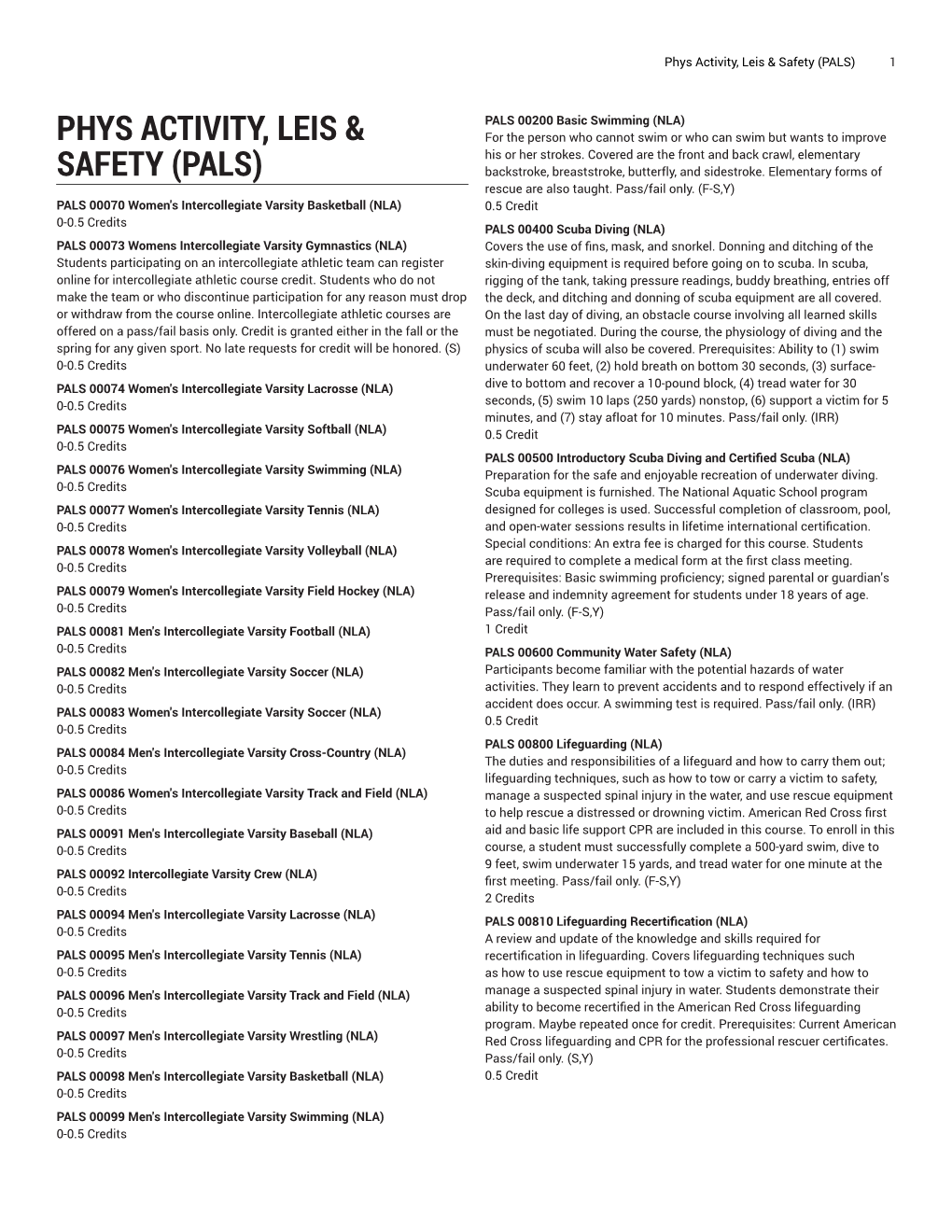 Phys Activity, Leis & Safety (PALS)