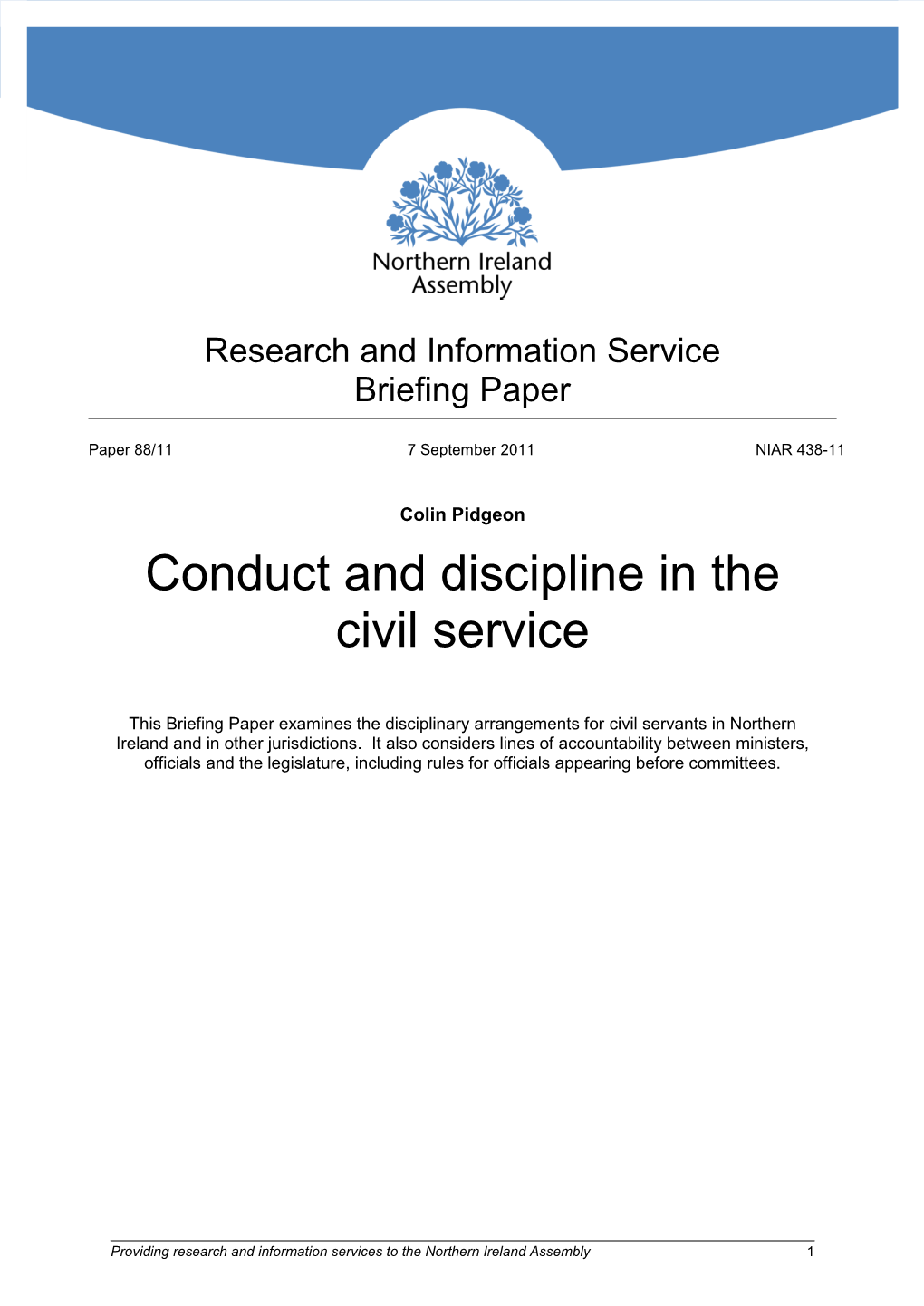 Conduct and Discipline in the Civil Service