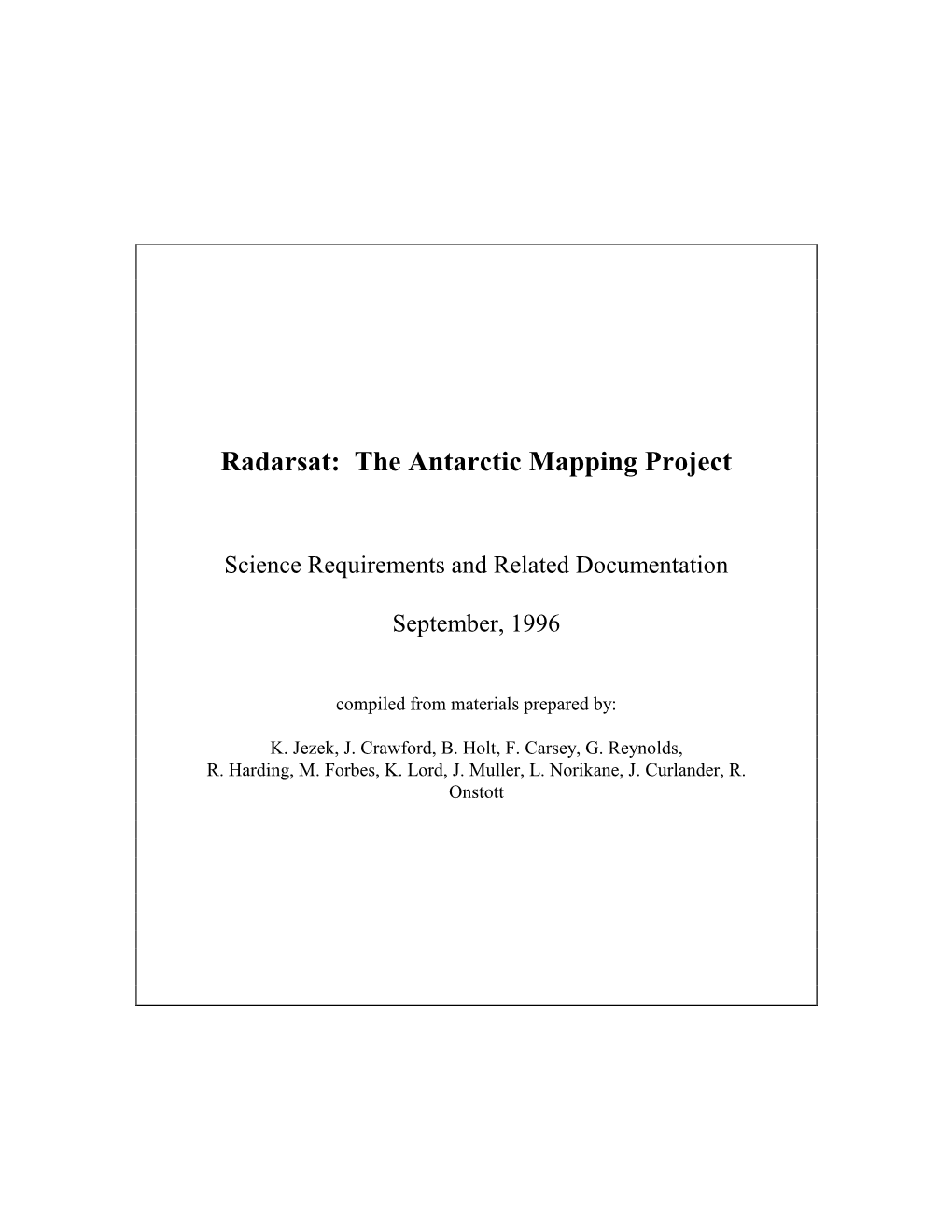 Radarsat: the Antarctic Mapping Project